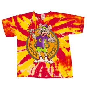 Vintage Kids 90s/Y2K Chuck E. Cheese Tie-Dye T-Shirt Size Youth Large